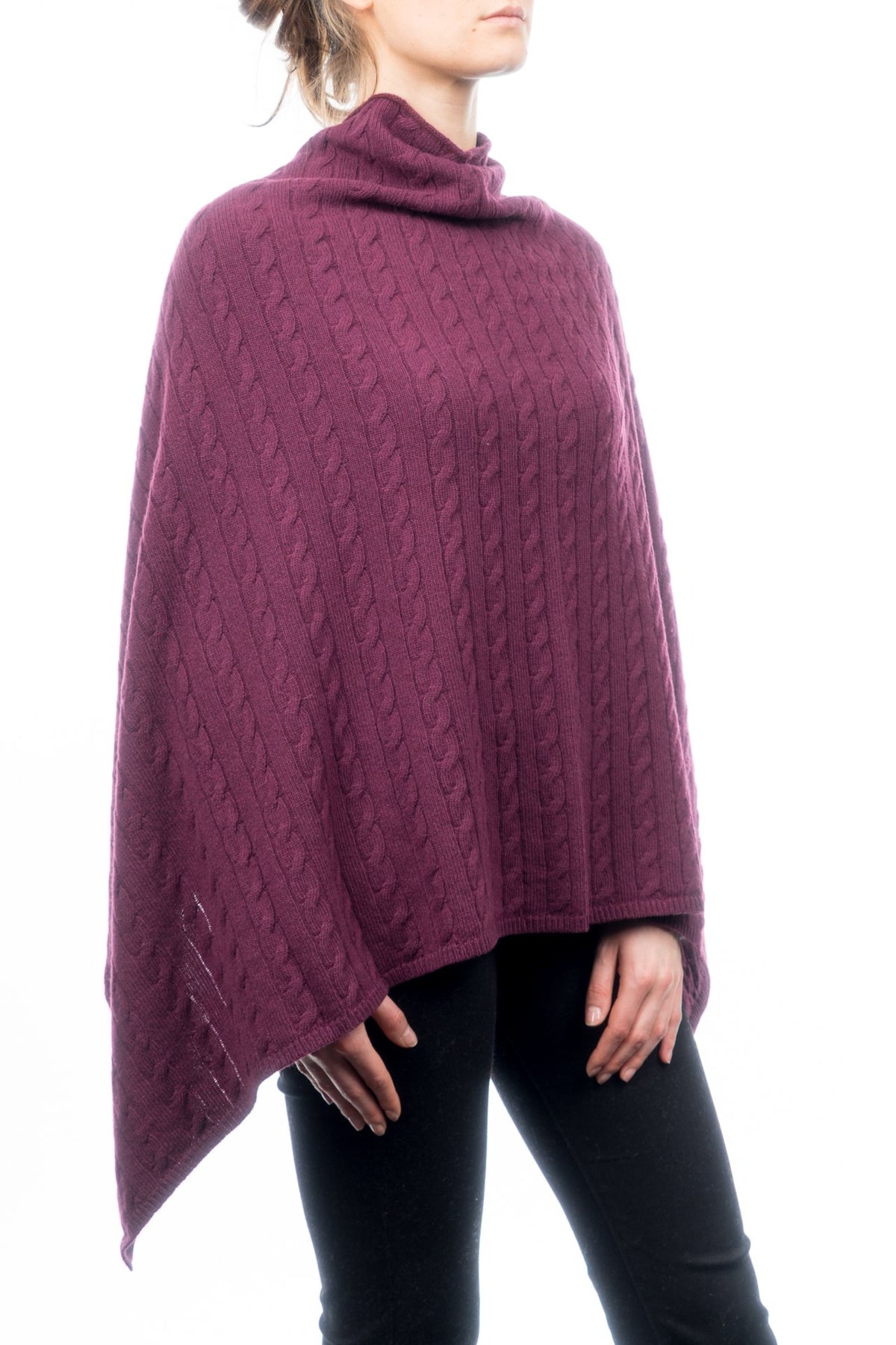 Geflochtener Poncho aus Kaschmirmischung, Farbe Bordeaux | Dalle Piane Cashmere