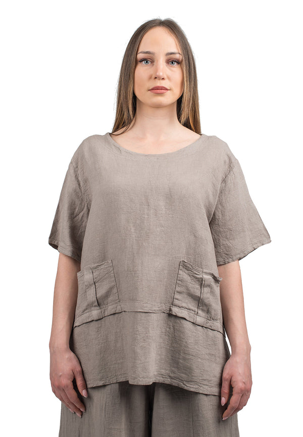 Tunika mit Taschen 100% Leinen | Dalle Piane Cashmere