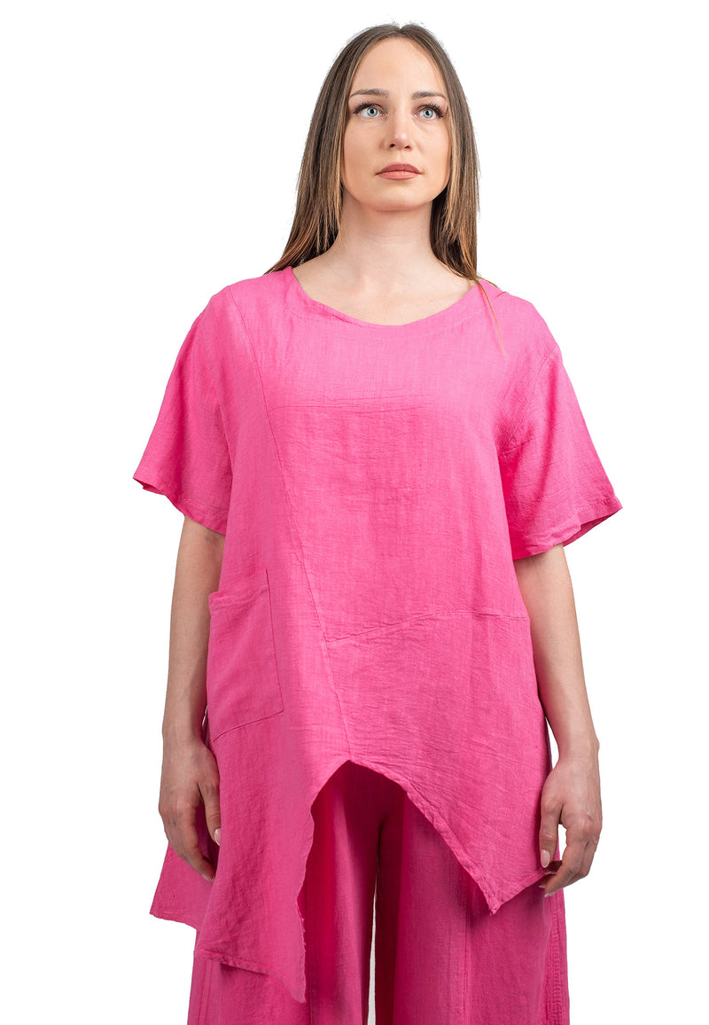 Asymmetrische Tunika 100% Leinen | Dalle Piane Cashmere