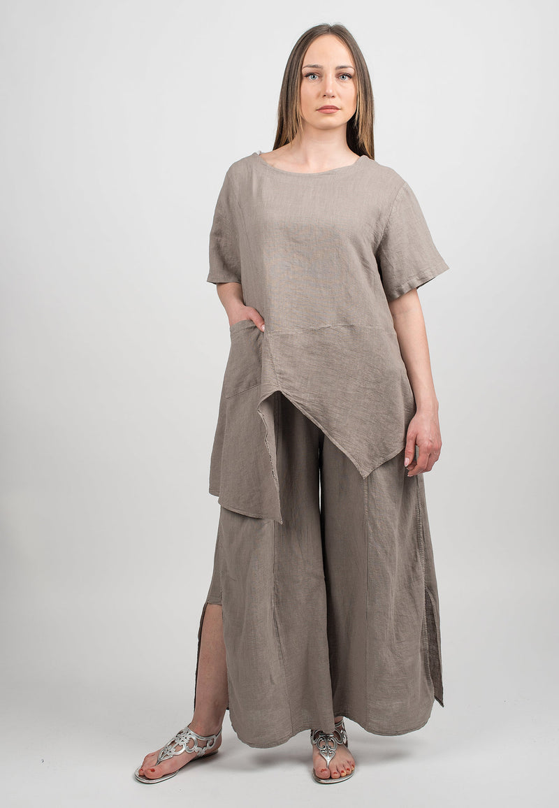 Asymmetrische Tunika 100% Leinen | Dalle Piane Cashmere