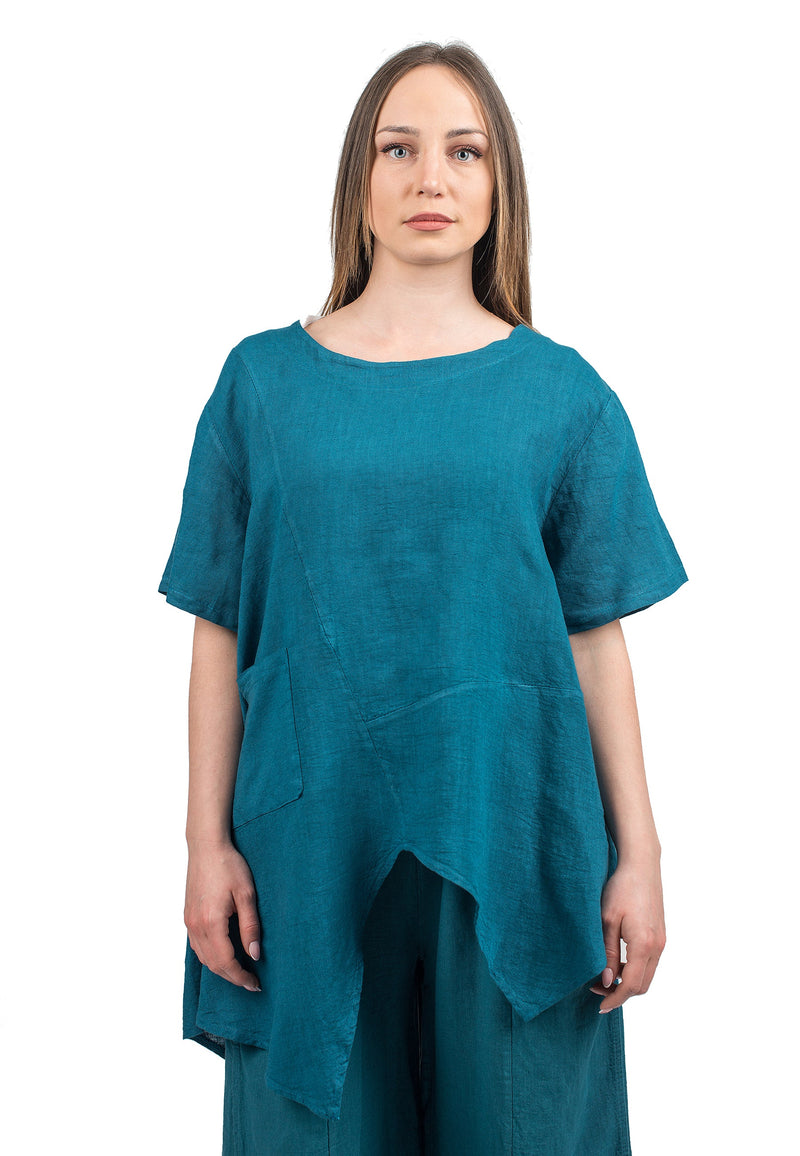 Asymmetrische Tunika 100% Leinen | Dalle Piane Cashmere