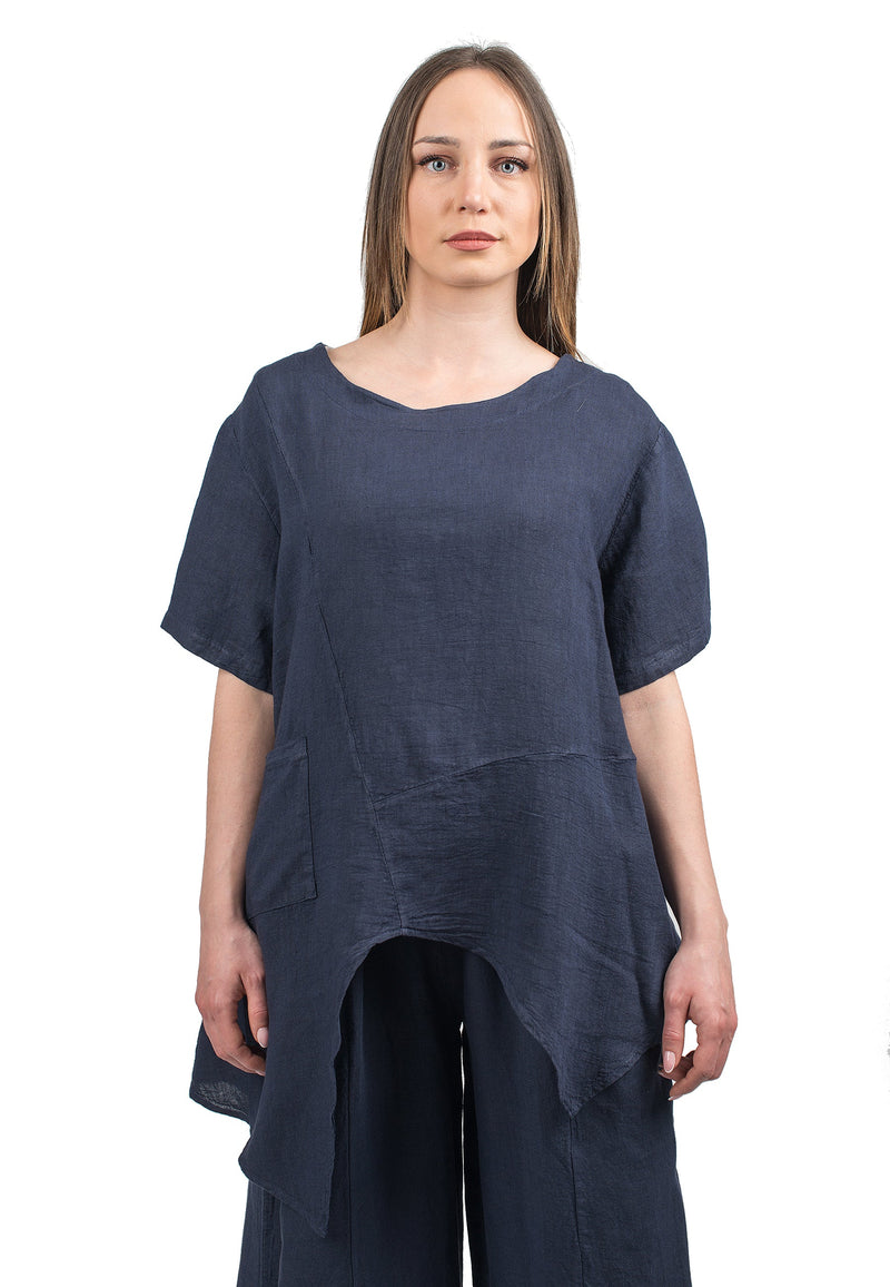 Asymmetrische Tunika 100% Leinen | Dalle Piane Cashmere