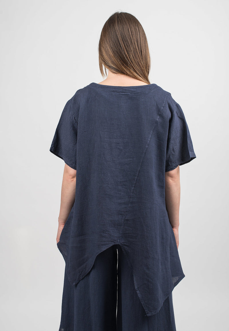 Asymmetrische Tunika 100% Leinen | Dalle Piane Cashmere