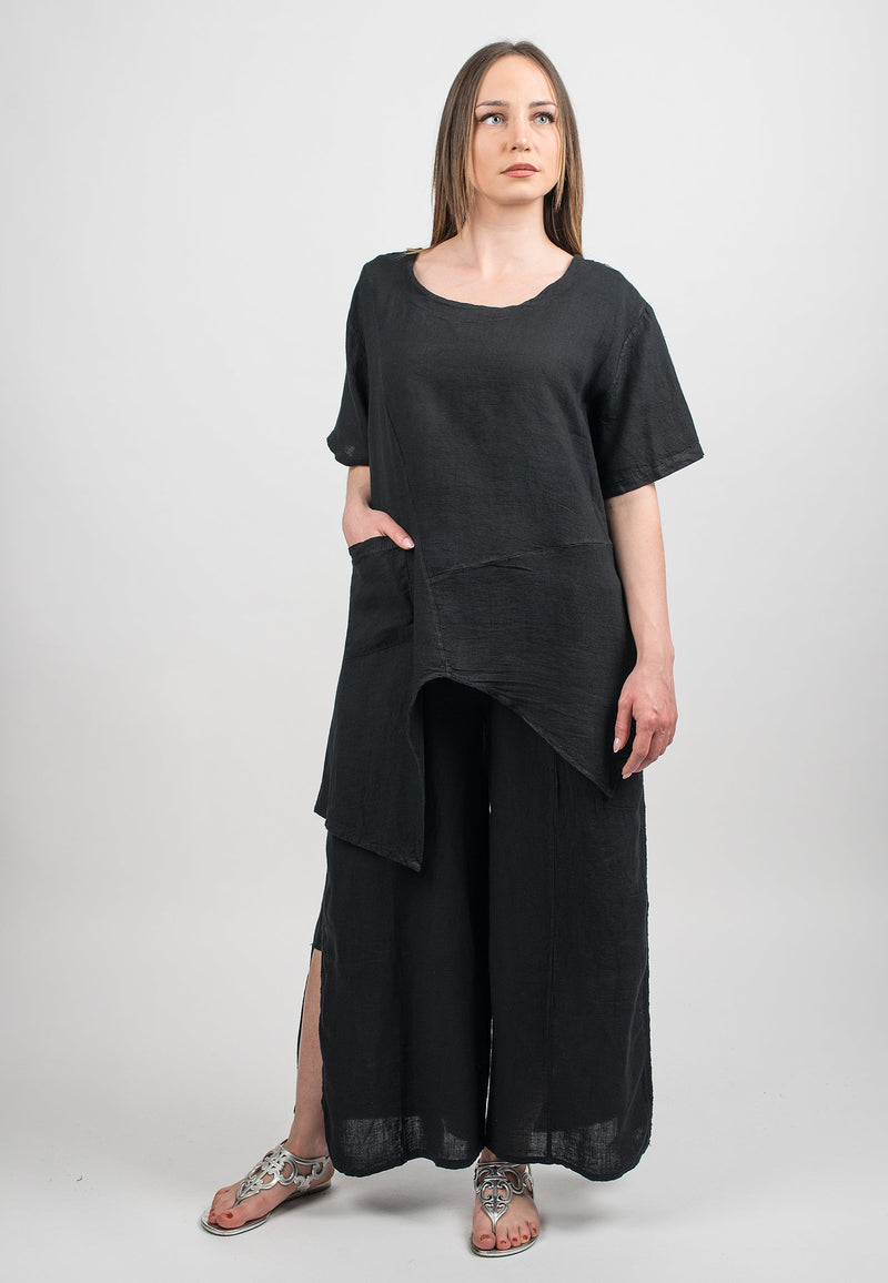 Asymmetrische Tunika 100% Leinen | Dalle Piane Cashmere