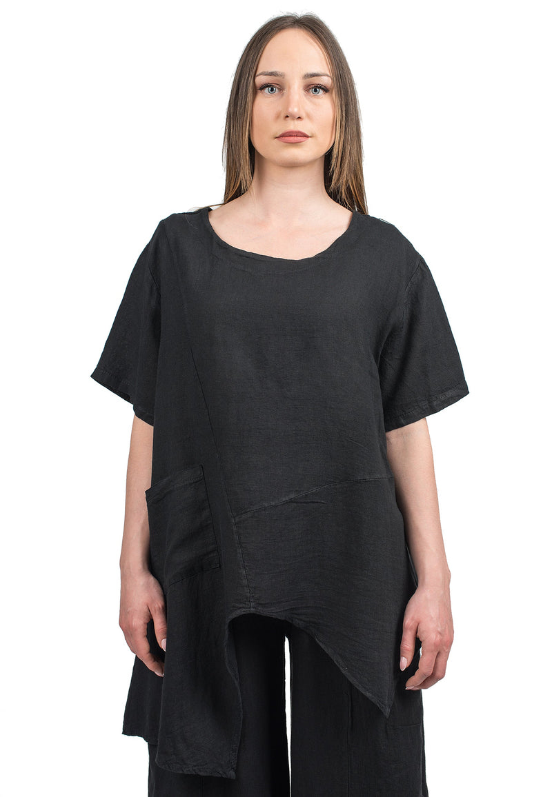 Asymmetrische Tunika 100% Leinen | Dalle Piane Cashmere