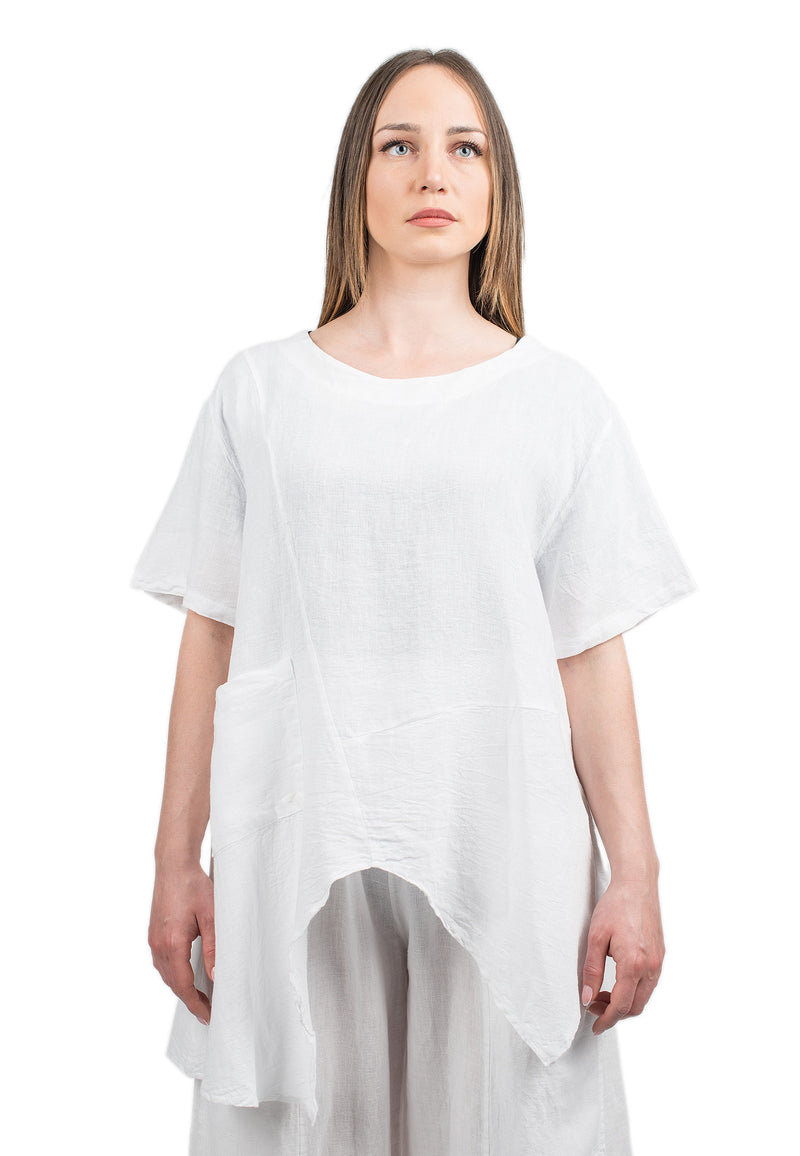 Asymmetrische Tunika 100% Leinen | Dalle Piane Cashmere