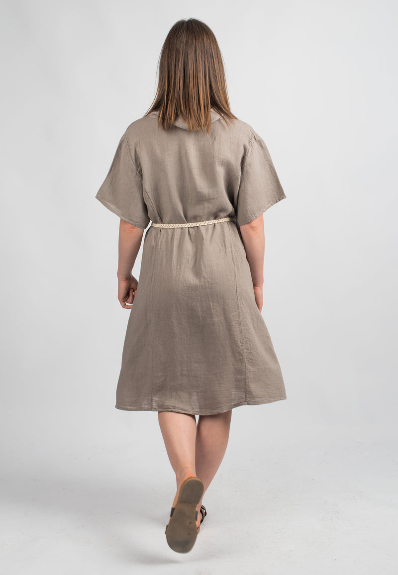 Kurzes Kleid aus 100% Leinen | Dalle Piane Cashmere
