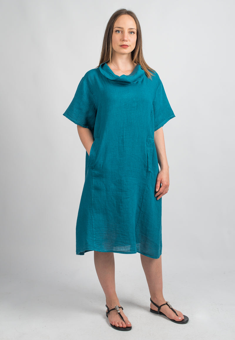 Kurzes Kleid aus 100% Leinen | Dalle Piane Cashmere
