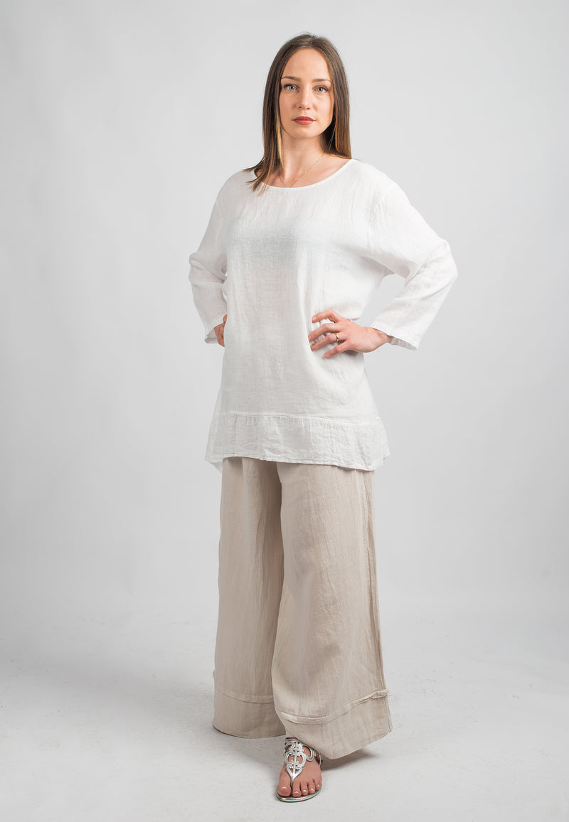 Lange Bluse aus 100% Leinen | Dalle Piane Cashmere