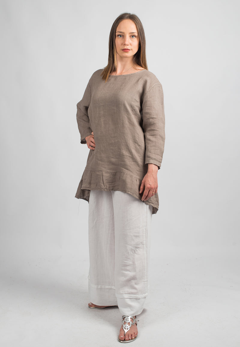 Lange Bluse aus 100% Leinen | Dalle Piane Cashmere