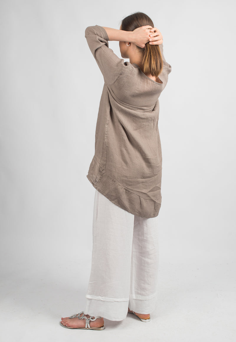 Lange Bluse aus 100% Leinen | Dalle Piane Cashmere