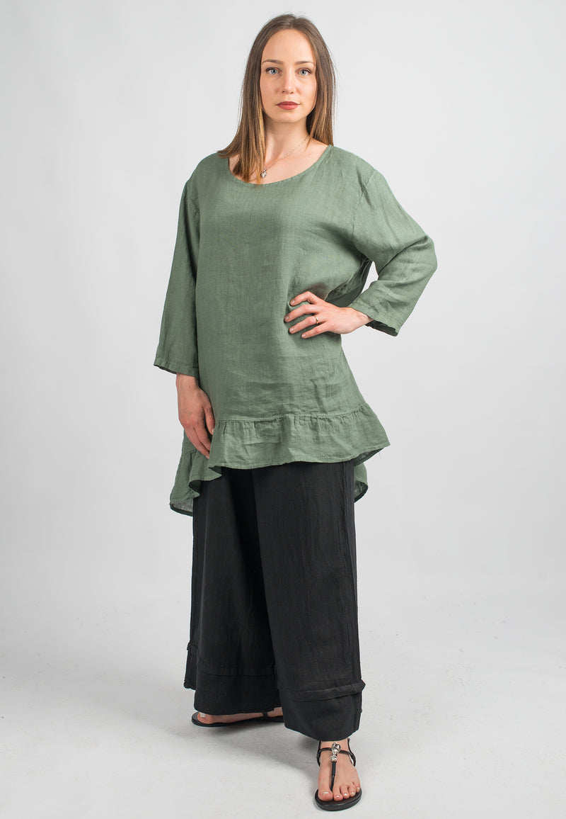 Lange Bluse aus 100% Leinen | Dalle Piane Cashmere