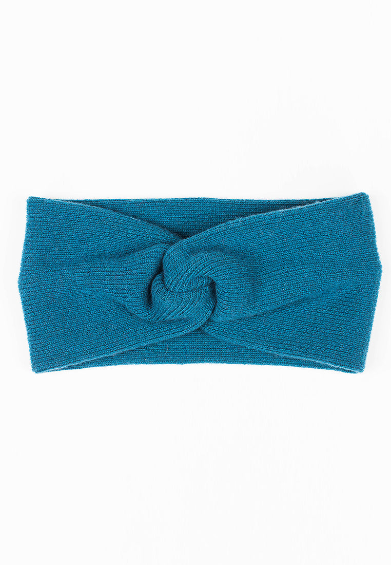 Haarband aus Kaschmir-Mischgewebe, Farbe Petroleum, Ansicht 3 | Dalle Piane Cashmere