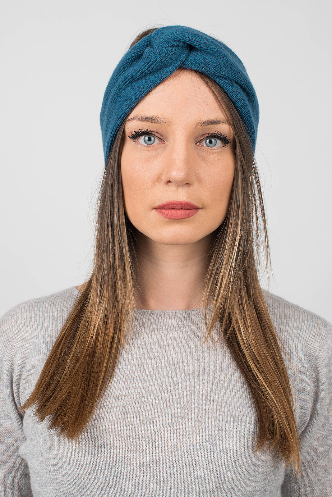 Haarband aus Kaschmir-Mischgewebe, Farbe Petroleum | Dalle Piane Cashmere